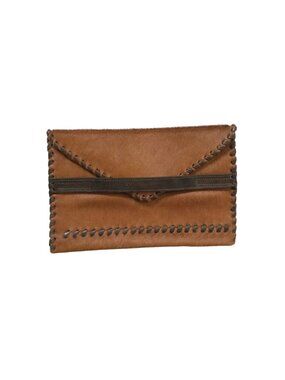 Laggo Polka Envelope Clutch Bag Purse Womens Brown Pony Hair Leather Bohemian